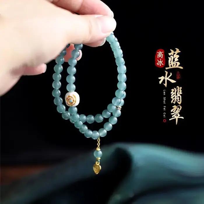 Bracelet en perles de jadéite naturelle de qualité A pour femme