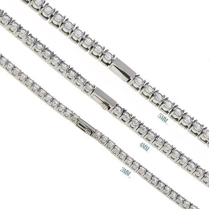 Bracelet en acier avec chaîne tennis entièrement sertie de diamants