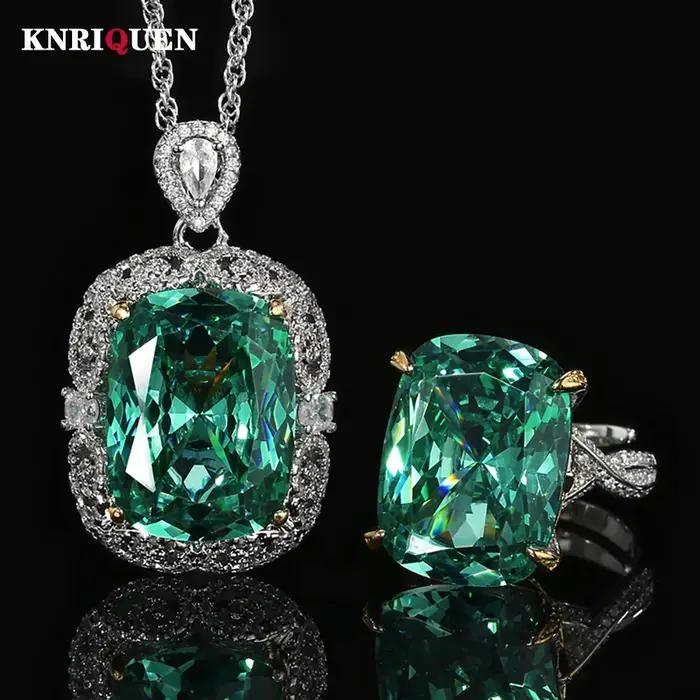 Ensemble de collier et pendentif en Tourmaline verte de luxe pour femmes