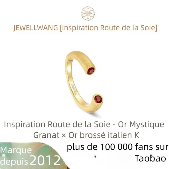 JEWELLWANG Bague ouverte ajustable en grenat naturel, bijoux minimalistes brossés italiens, accessoi
