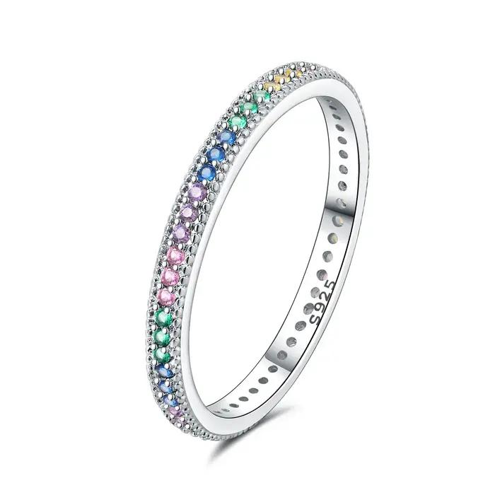 Orstarry – bague en argent Sterling S925, à la mode et polyvalente, en zirconium coloré, pour femmes, bijoux cadeau d'anniversaire