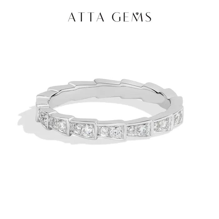 ATTAGEMS Bague Serpent en Argent S925 Pavée de Moissanite