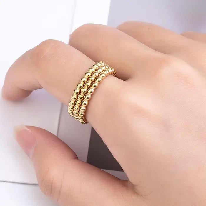 Bague trois en un en forme de chaîne de perles