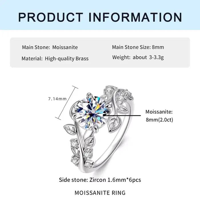 IOGOU – bague de fiançailles solitaire ronde de 8mm, couleur D, VVS1, Moissanite, certifiée 2CT, dia