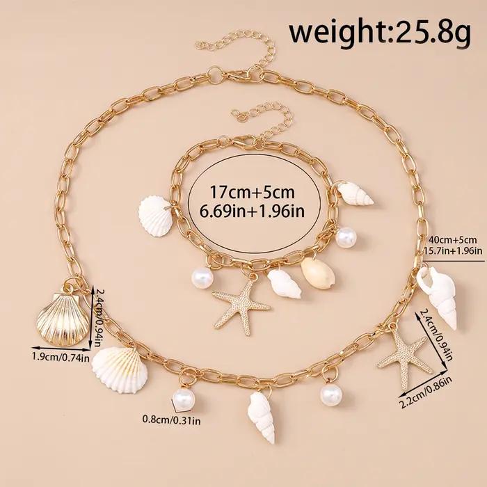 Ensemble de bijoux Bohème en résine plaquée or pour femmes, colliers et bracelets pour occasions spéciales
