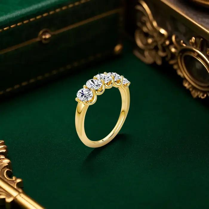 Bague de fiançailles en or jaune 14K sertie de Moissanite pour femmes, cadeau d'anniversaire, mariage, Noël, occasions spéciales