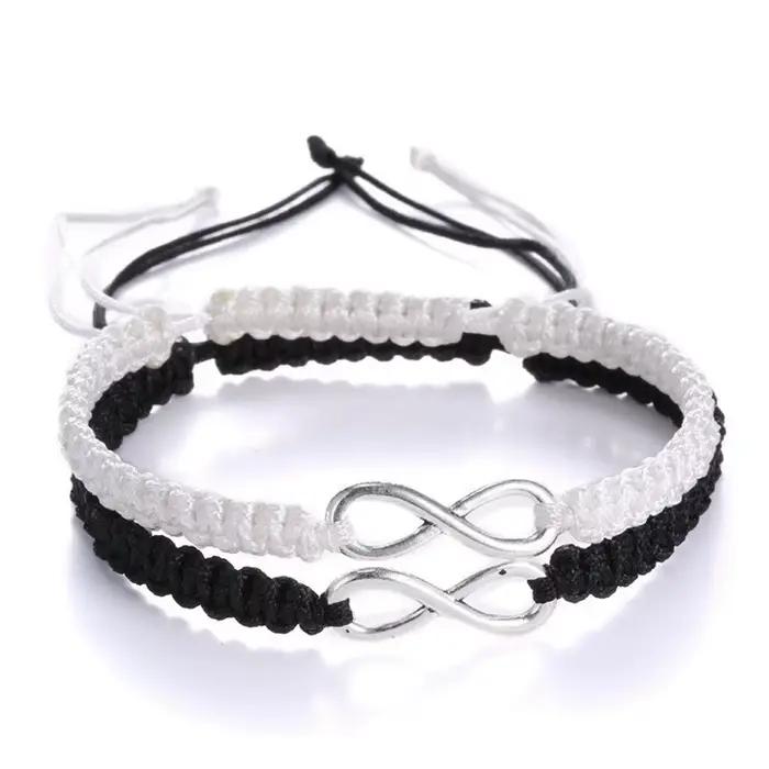 Ensemble de 2 bracelets infinis rétro faits à la main, ensemble de bracelets d'amitié, bracelets et joncs pour hommes et couples, bijoux infinis