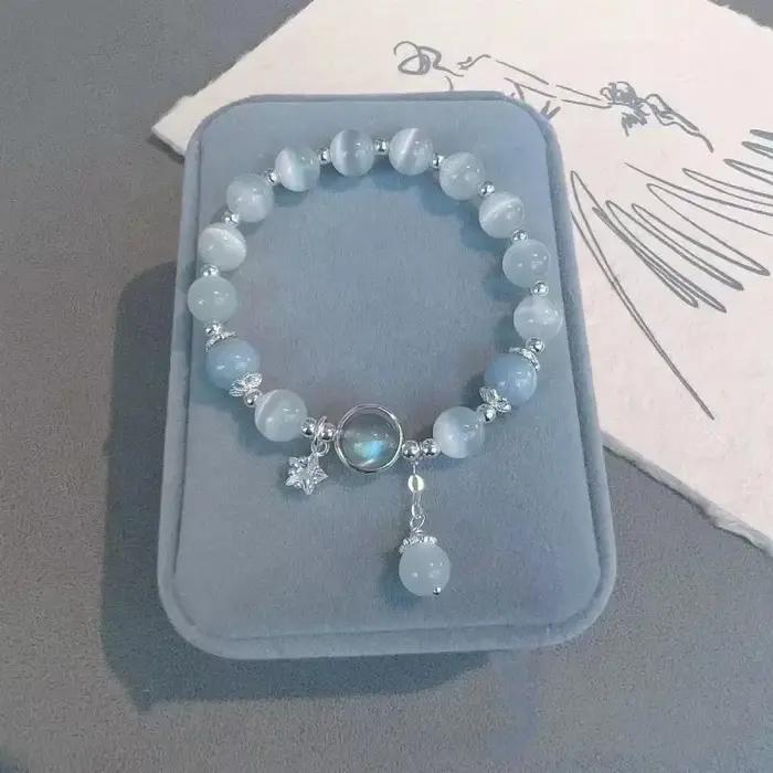 Opale originale bleu mer trésor clair de lune cristal Bracelet léger luxe élastique Bracelet pour fi