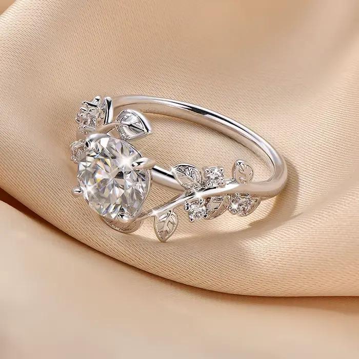 Bague de fiançailles Rrjzz en moissonite et zirconium pour femmes occasions spéciales engagement mariage anniversaire fête des mères