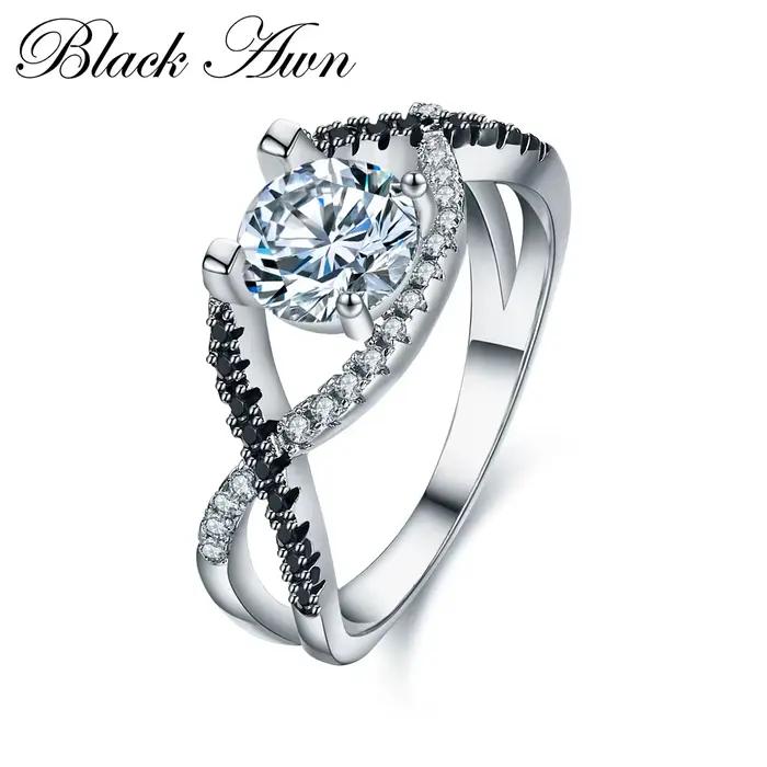 Noir Awn 2025 nouvelle mode anneaux pour femmes classique couleur argent ovale Bague de mariage Bijo