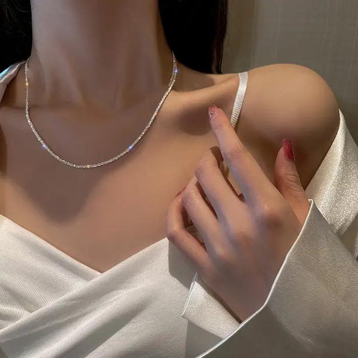 Ensemble de colliers et bracelets scintillants brillants pour femmes et filles