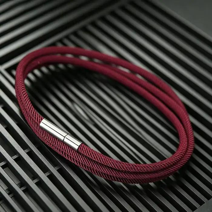 Bracelet ethnique pour hommes en cuivre avec corde de 3mm de qualité, 3 couches, multiple couleurs pour loisirs et occasions spéciales