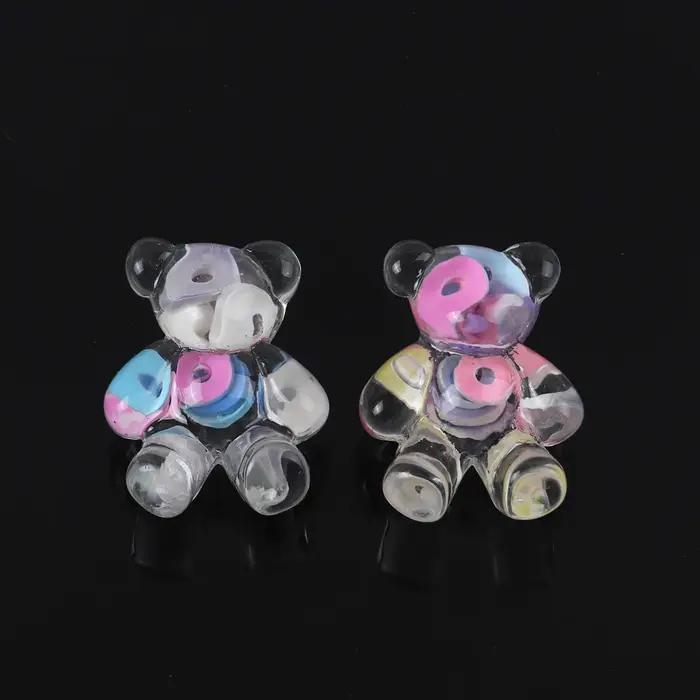 Boucles d'oreilles clous en résine dorée transparente en forme d'ours mignon pour femme, bijoux fant