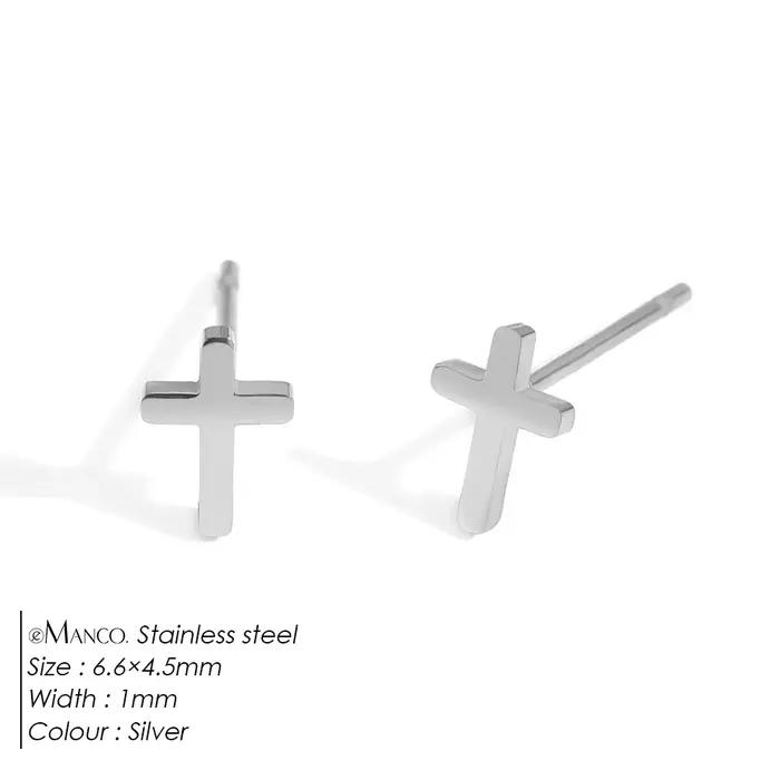 EManco – boucles d'oreilles à clous en acier inoxydable, Style minimaliste, éléments croisés géométr