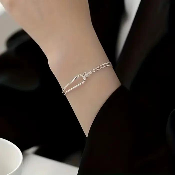Bracelet Géométrique Minimaliste en Argent S925 pour Femmes Élégantes Occasions Spéciales Cadeaux Anniversaire Noël