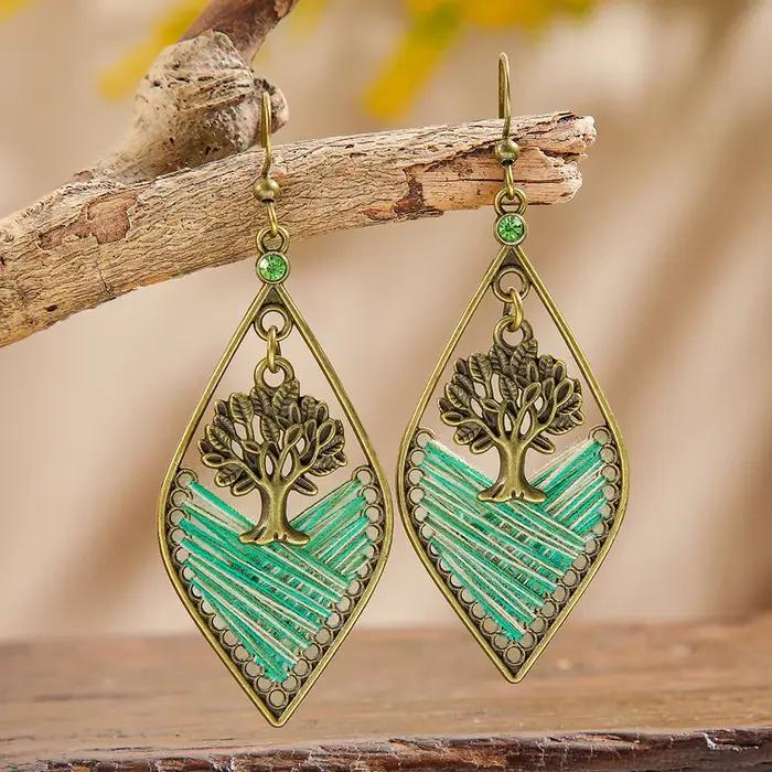 Boucles d'oreilles bohème en corde perlée tissée à la main pour femmes
