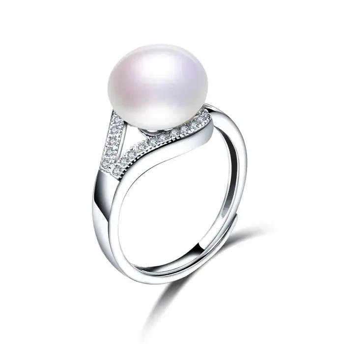 2020 nouveaux bijoux en perles à la mode bagues de luxe 100% véritable perle d'eau douce naturelle b
