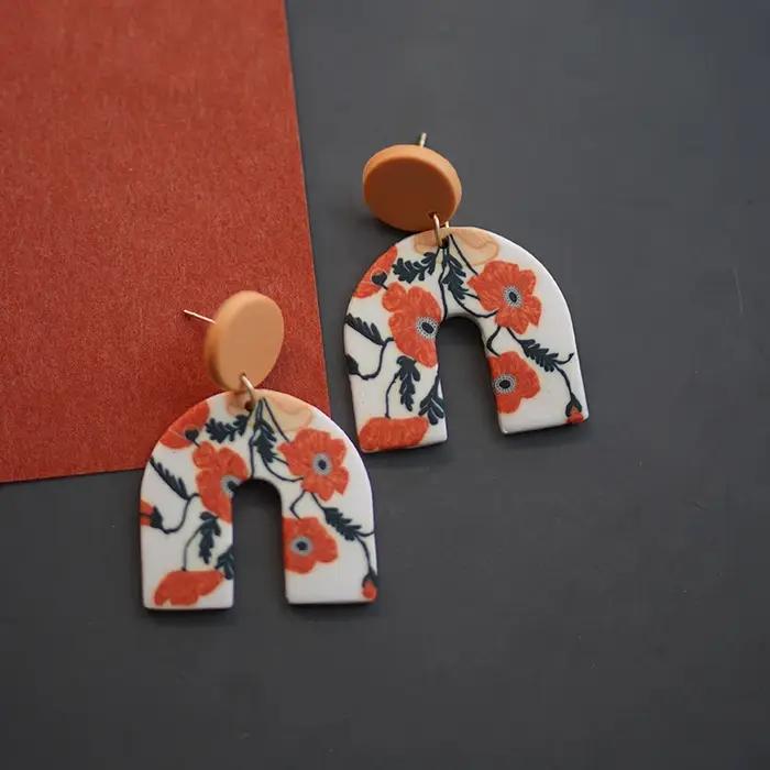 Boucles d'oreilles pendantes florales rétro françaises