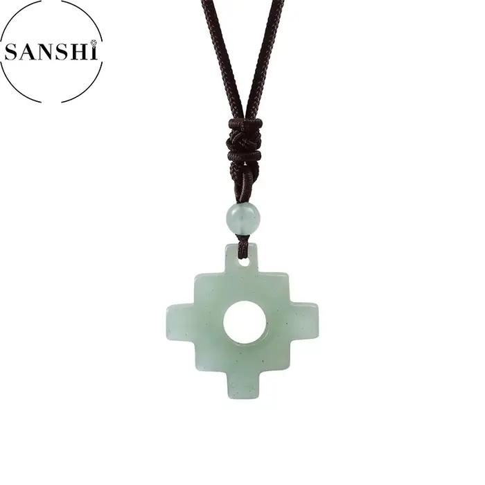 Pierre naturelle noeud chinois Quartz cristal Turquoises Agates aventurine collier pendentif bijoux