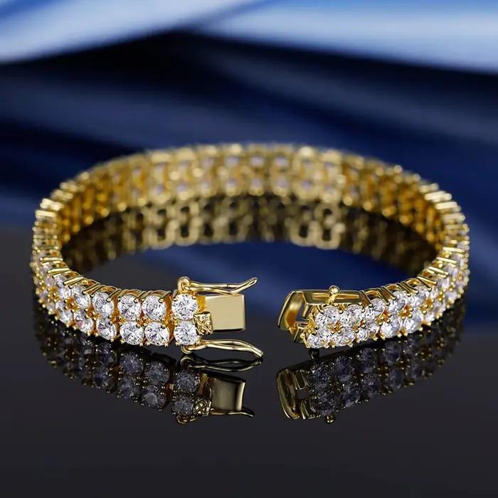 Icedminer 2 rangées 3mm Zircon glacé chaîne de Tennis Bracelets pour hommes femmes en laiton Hip Hop bijoux livraison gratuite
