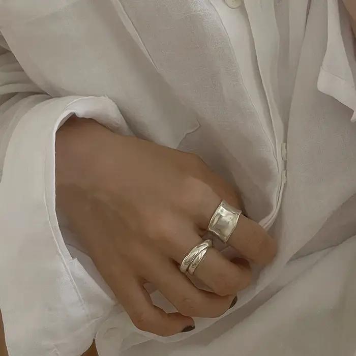 Bagues larges en argent Sterling 925 pour femmes