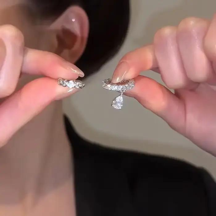 Boucles d'oreilles à Clip en perles de zircone pour femmes