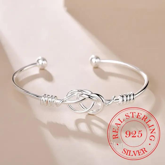 Bracelet à nœuds géométriques en argent Sterling 925 pour Femme et Homme, bijoux de luxe, de fiançai