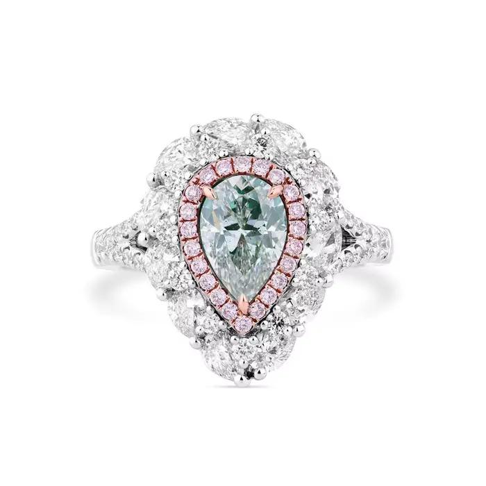 Bague de fiançailles en moissanite bleu vert en forme de poire, argent sterling 925, alliance de mar