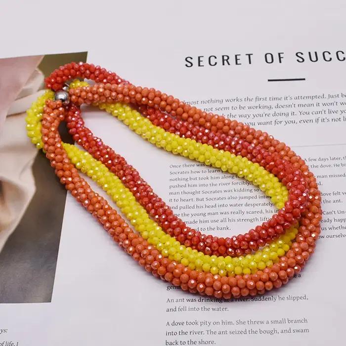 Ensemble collier et Bracelet de perles tissées à la mode