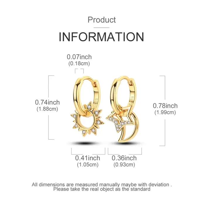 Boucles d'oreilles en argent sterling 925 dorées pour femmes