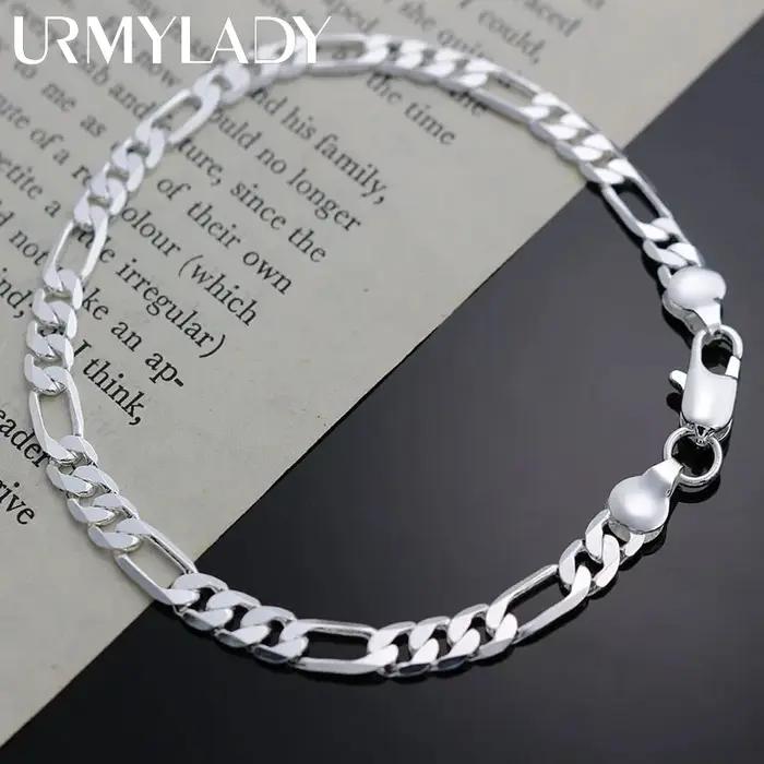 Bracelets à breloques en argent Sterling 925 pour femmes, chaîne Simple et Fine de 4MM, à la mode, c