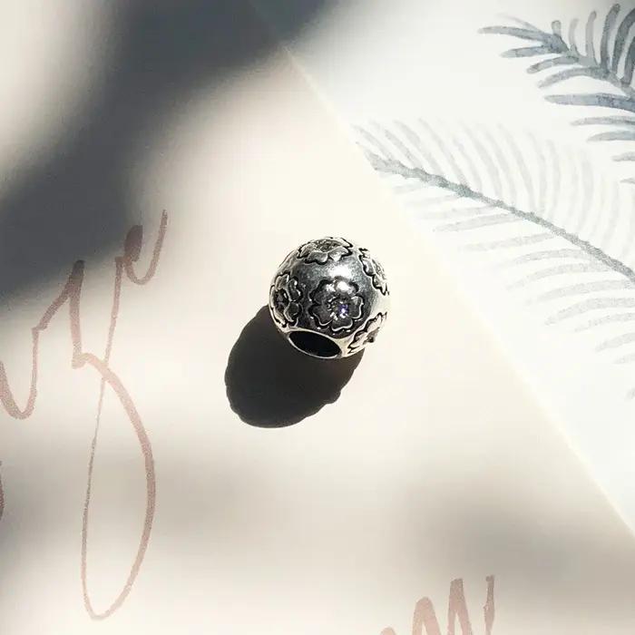Breloque perle fleur Sakura 925 argent Sterling Karma bijoux accessoires à la mode pour les femmes