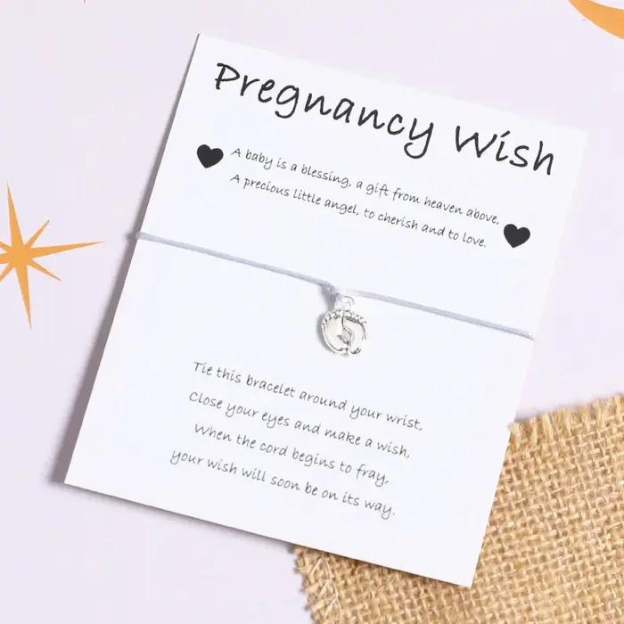 Bracelet de vœux de maman pour être de grossesse, breloque de pied de bébé, bijoux souvenir de nouve