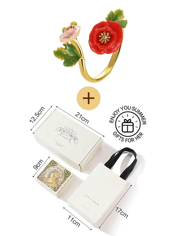 JUICY GRAPE – ensemble de bijoux en forme de fleur de coquelicot rouge pour femmes