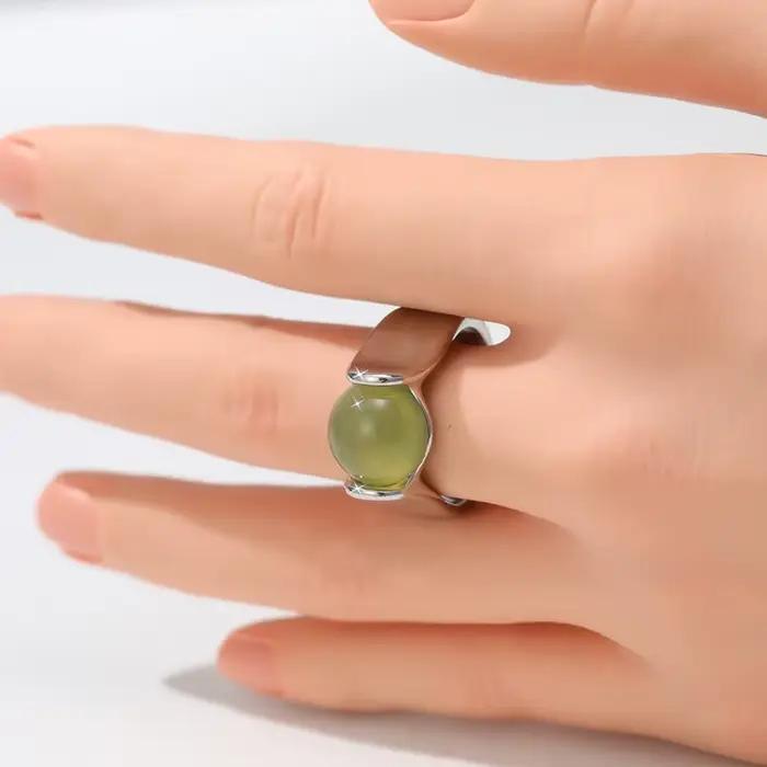 Bague de cocktail en laiton avec pierre verte incrustée pour femmes, style vendange, pour usage quotidien et occasions festives