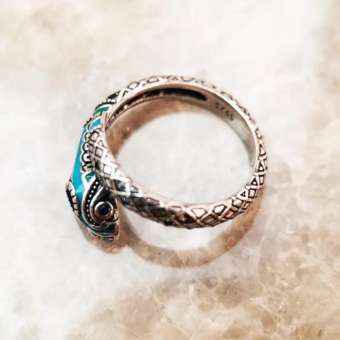 Bague serpent mystique tropical bohème en argent sterling 925 pour femmes occasions spéciales romantiques cadeaux