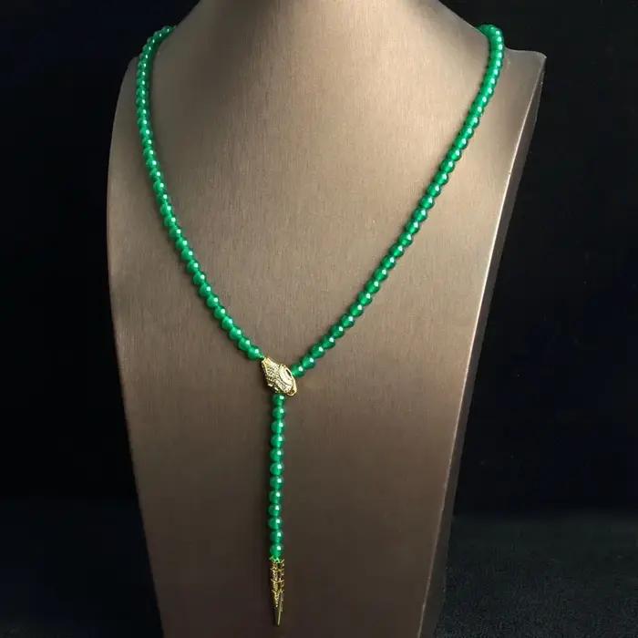 Collier Serpent Rétro Luxe Léger Incrusté de Turquoise