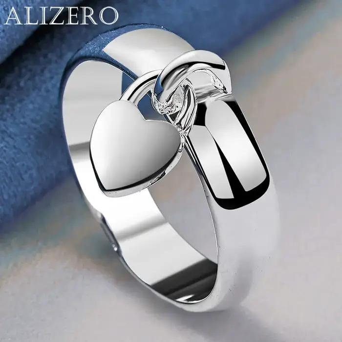 ALIZERO 925 bague en argent Sterling coeur serrure