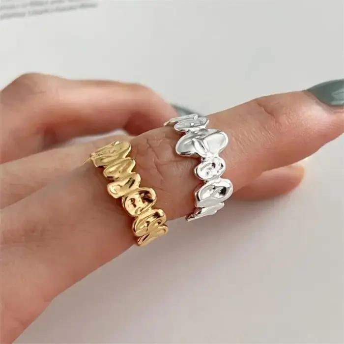 ANENJERY bague de forme irrégulière pour les femmes personnalité à la mode géométrique anneau ouvert bijoux anillos