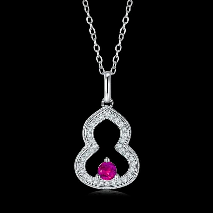 Collier pendentif en rubis et émeraude cultivés en argent sterling pour femmes romantiques occasions spéciales