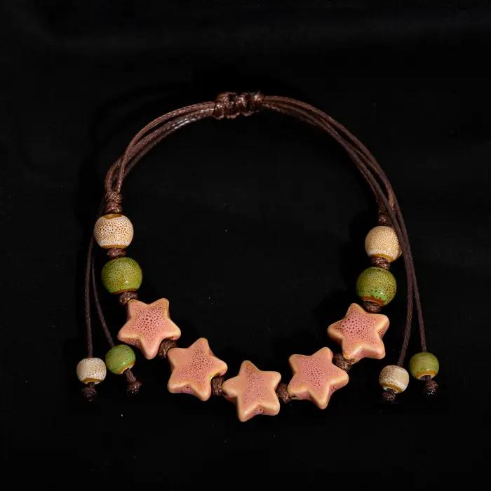 Bracelet réglable fait à la main avec pentagramme