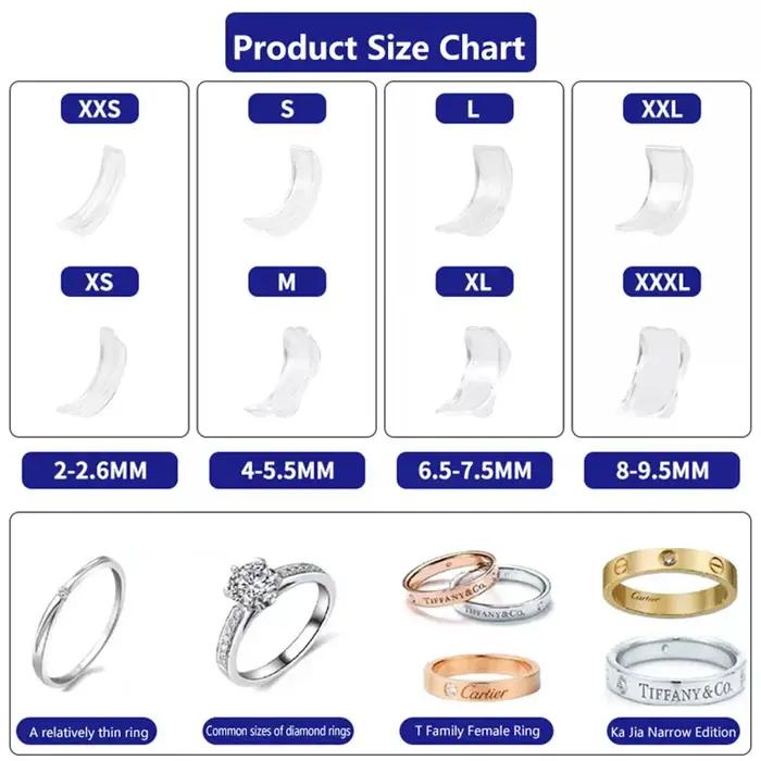 Ajusteur invisible de bague en plastique/résine ajustable pour homme et femme pour réduire la taille des bagues fantaisie occasions spéciales