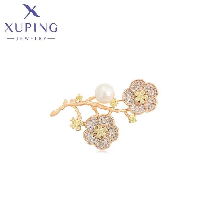 Xuping bijoux nouveauté fleur cuivre appliquer broches de couleur or pour les femmes dame cadeau de