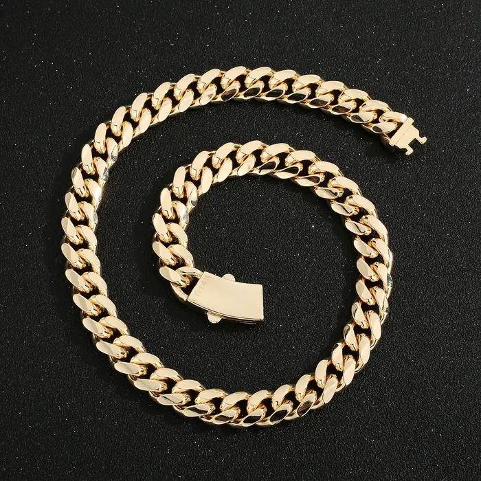 Collier Hip Hop Monaco Laiton Plaqué Or avec Zircon Blanc Style Robuste et Audacieux Pour Occasions Spéciales