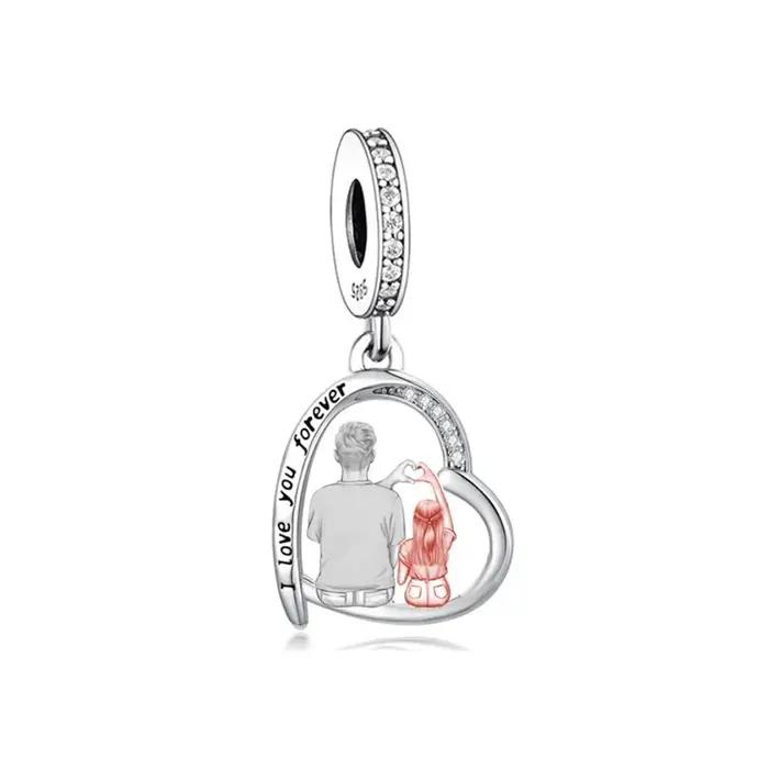 Ajustement Original Pan Bracelet à breloques 925 en argent Sterling mère fille père