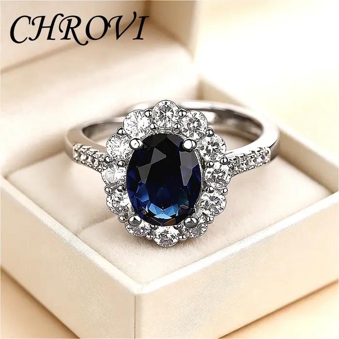 Nouvelle bague en argent sterling 925 exquise avec saphir multicolore