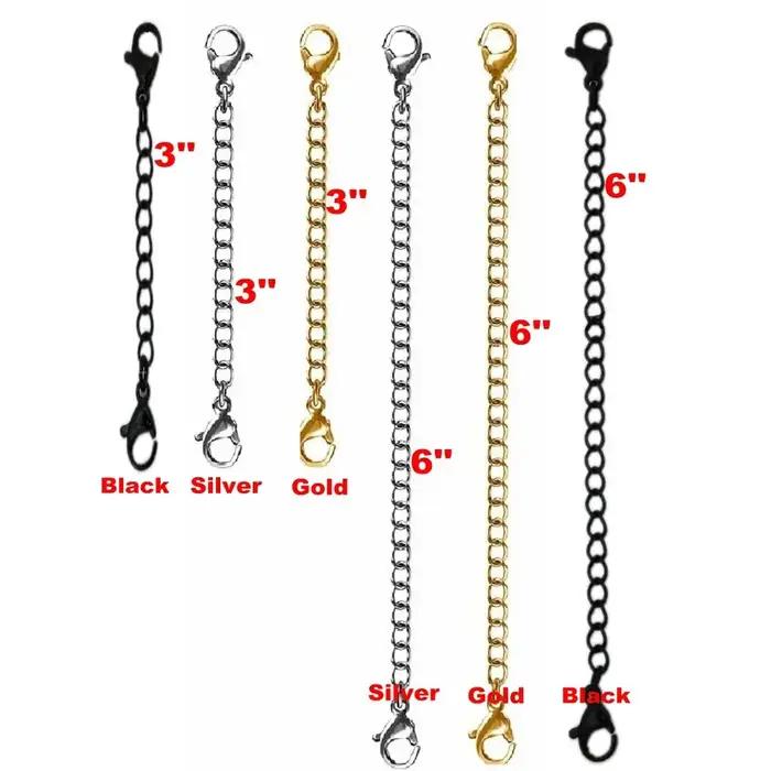Extension de chaîne de sécurité 6 ''or argent noir 3''