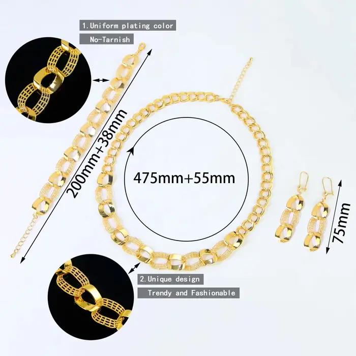Ensemble de bijoux en or Punk du moyen-orient plaqué or 21 carats pour femmes de Dubaï