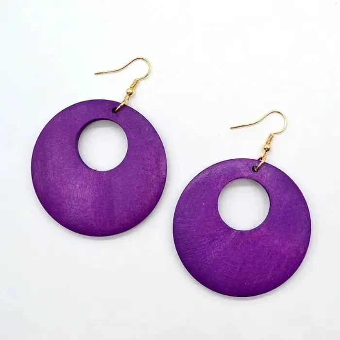 Boucles d'oreilles Vintage en bois pour femmes