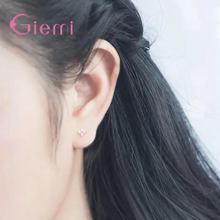 Boucles d'oreilles trèfle en argent Sterling 100% véritable